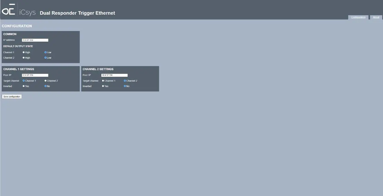 Web server configuration page.