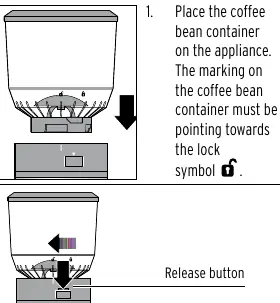 Inserting the coffee bean container