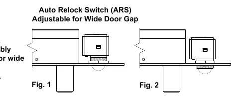 Auto Relock Switch (ARS) adjustment for wide door gaps.