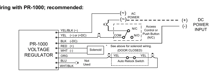 Wiring diagram with PR-1000 regulator.