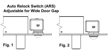 Adjusting the Auto Relock Switch (ARS) for wide door gaps.