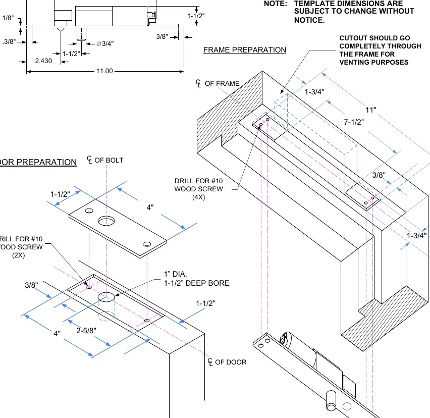 Wood door and frame application preparation diagram.