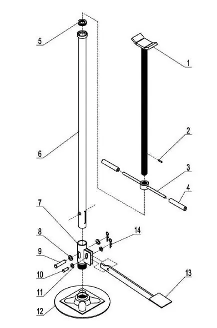 Parts diagram for assembly reference