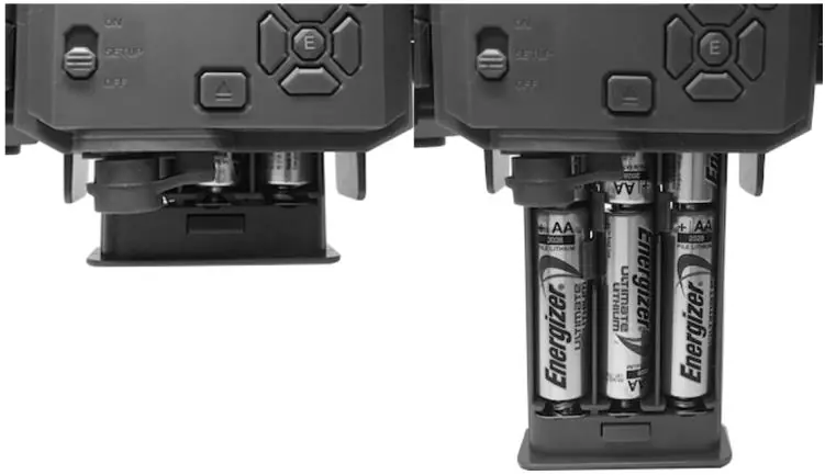 Slide out the battery tray and insert the required AA batteries.