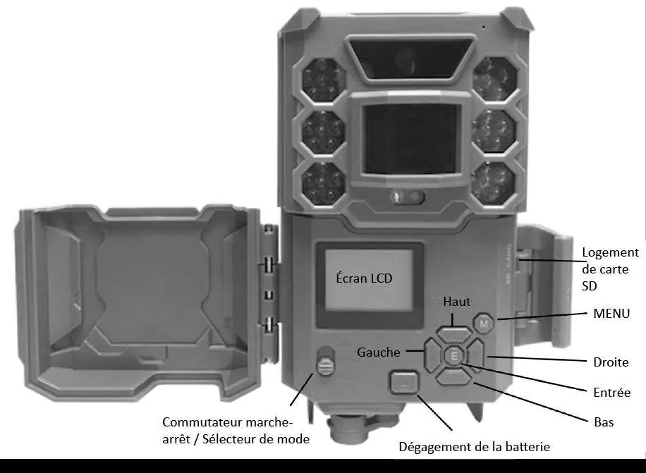 Open the camera to access the LCD screen, menu buttons, and mode switch.