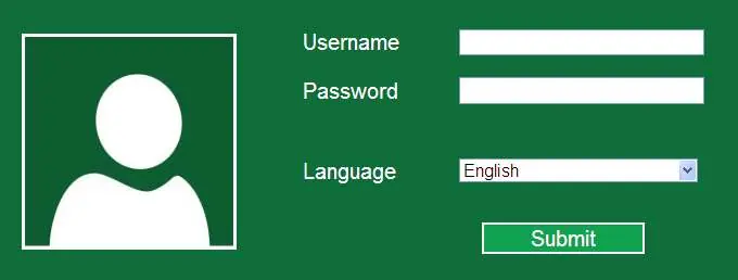 Web interface login screen