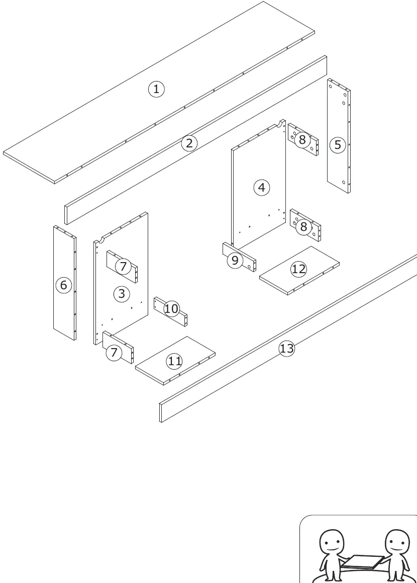 Exploded view of the TV stand
