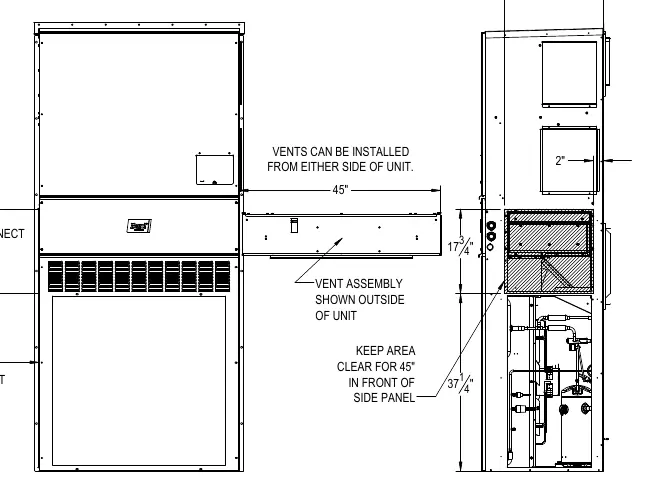 Vent Installation/Removal Clearance Required