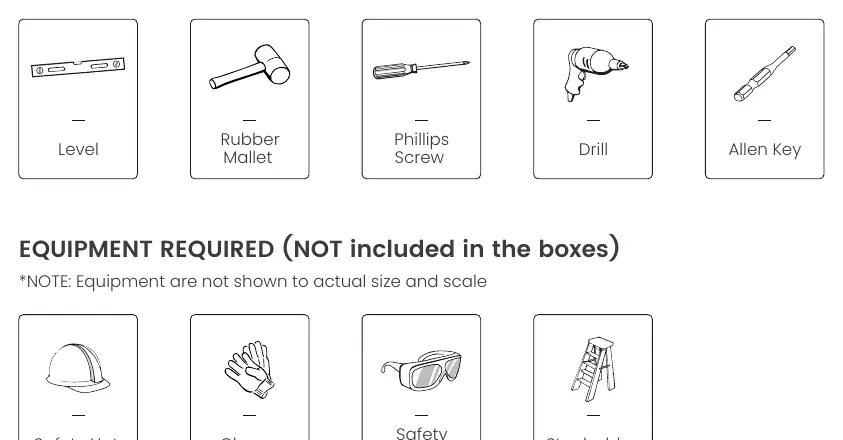 Required tools and safety equipment