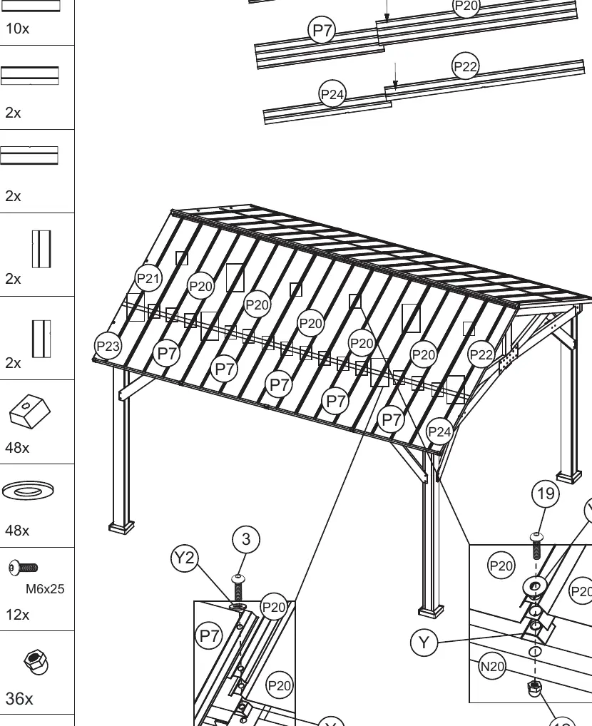 Roof panel installation (Step 15)