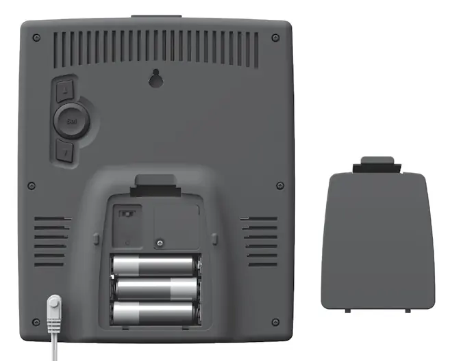 Display unit back panel controls and battery compartment