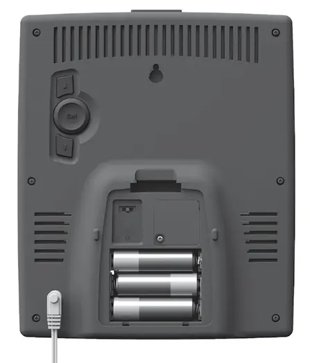 Install batteries in the back of the display unit.