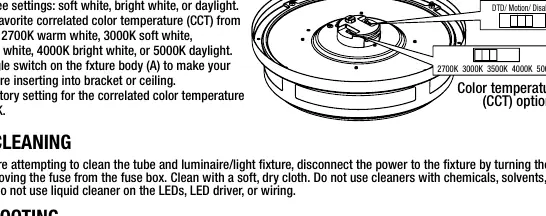 Motion sensor and color temperature adjustment settings.
