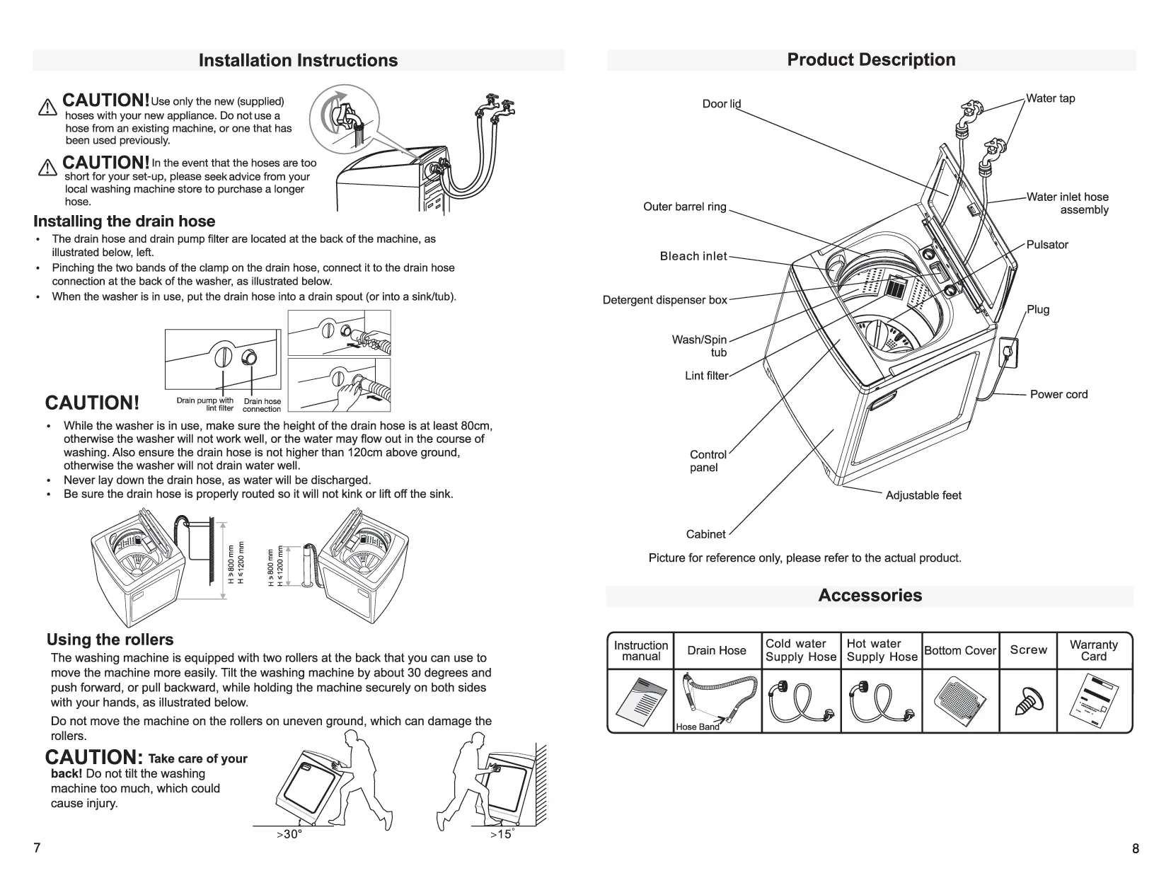 Drain hose installation and height requirements