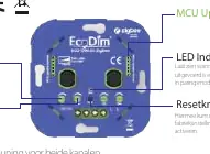 Device overview showing MIN/MAX adjustment, reset button, and LED indicator.