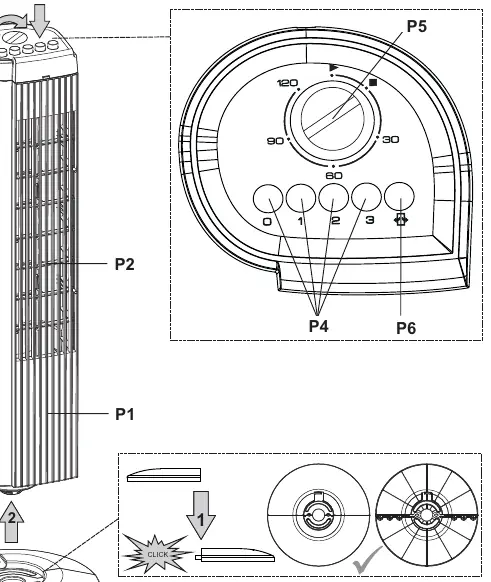 Assembly diagram showing base attachment