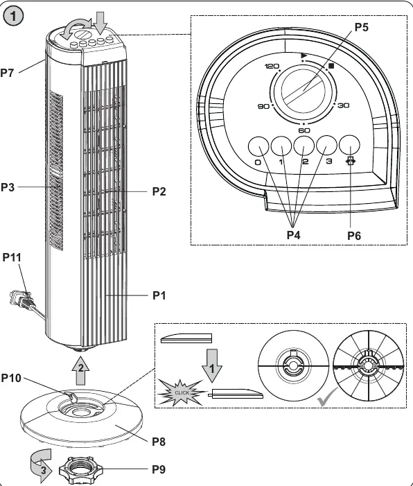 Assembly and control panel diagram