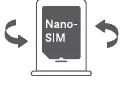 SIM card tray insertion diagram.