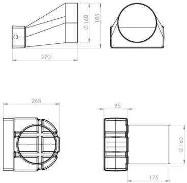 Technical dimensions of the component.