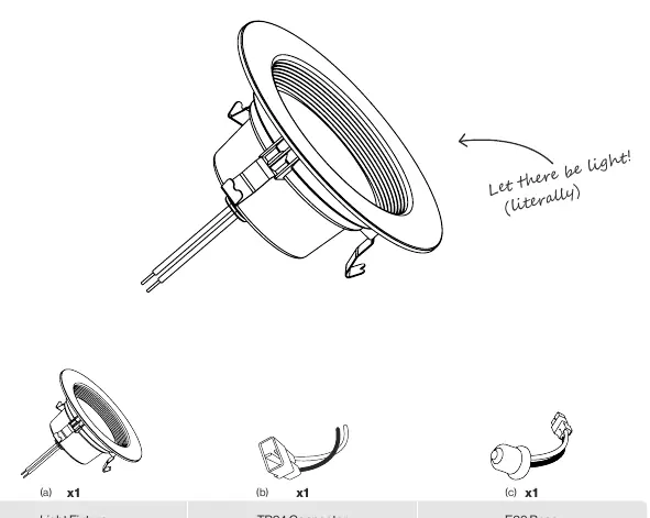 Components included: Light Fixture, TP24 Connector, and E26 Base.