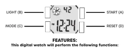 Button layout for the Timex 11W watch