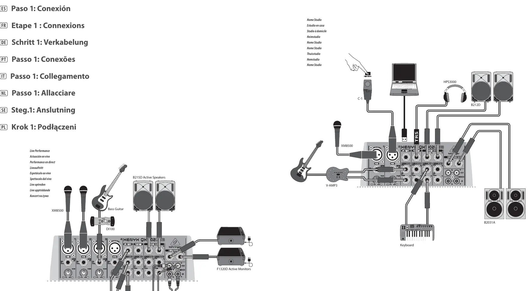 Hook-up diagram for connecting instruments and speakers