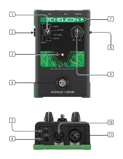 VoiceTone D1 controls and connections diagram