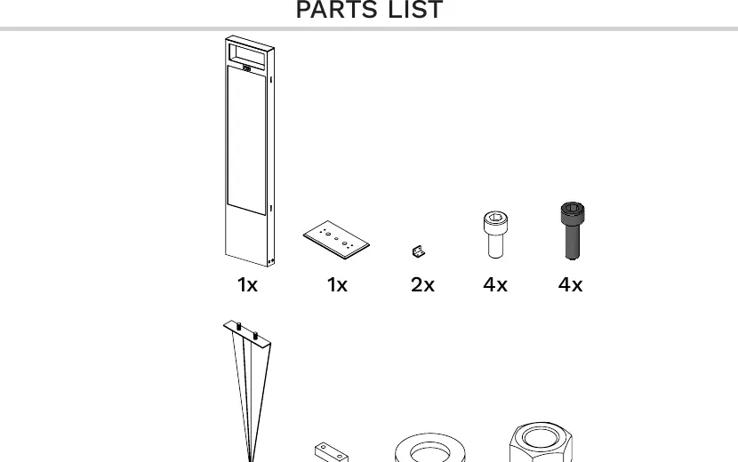 Parts list for the Flaminia street light