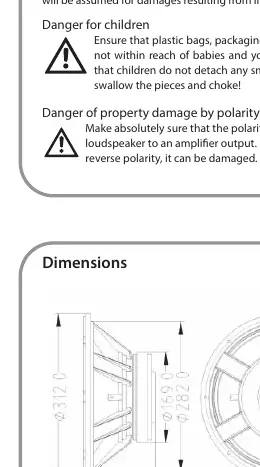 Dimensions of the 12-280/8-A loudspeaker