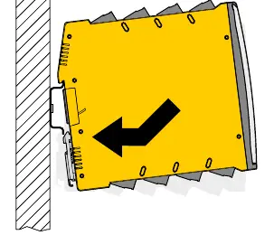 Fastening the device to a DIN rail