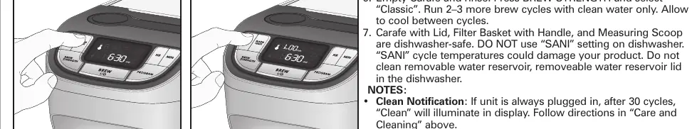 Control panel during cleaning cycle