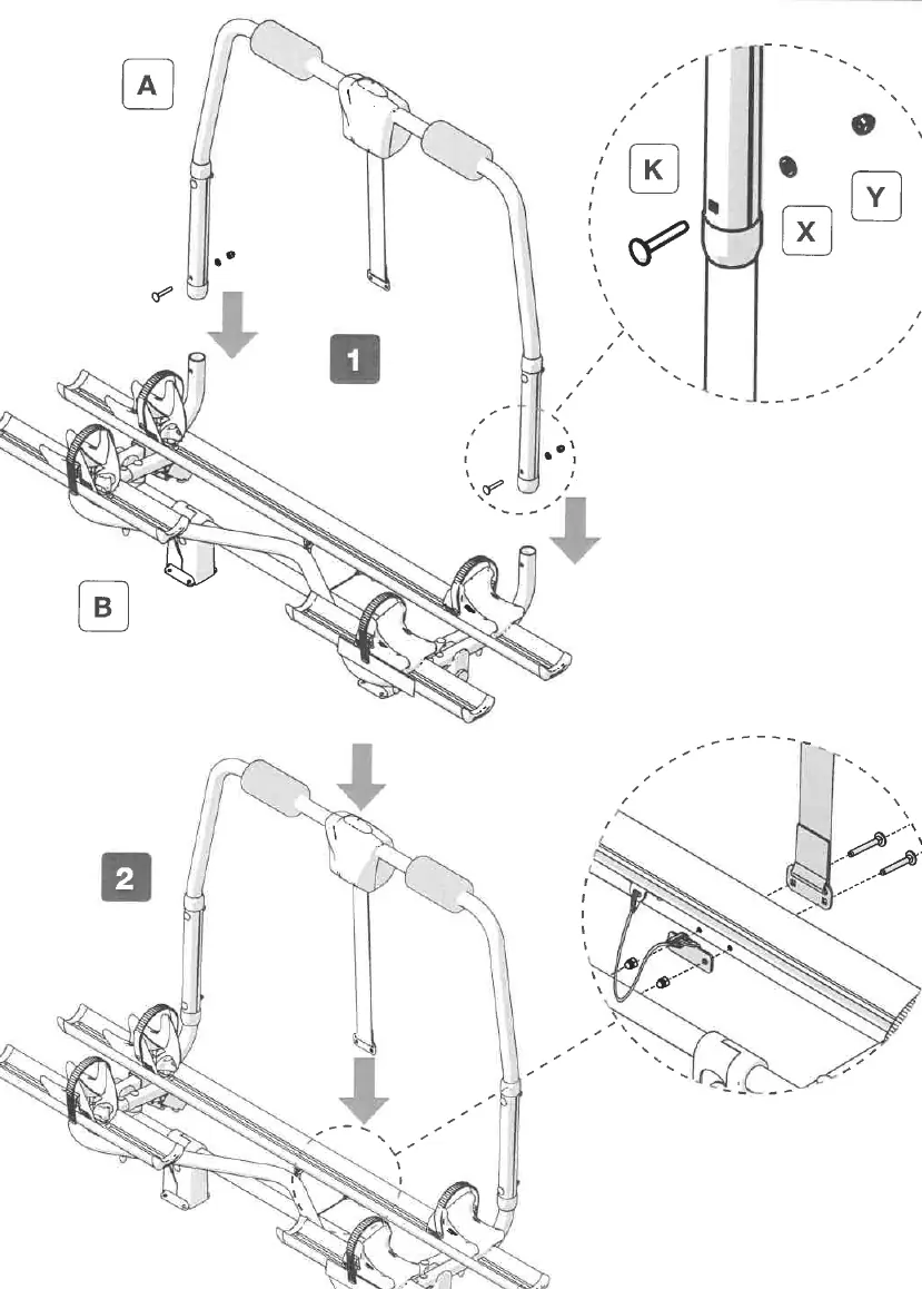Step 1 and 2 of the frame assembly.