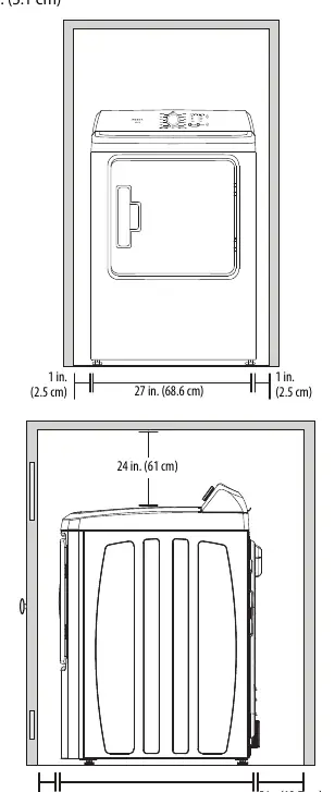 Clearance requirements for closed cabinet installation