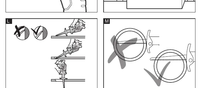 Cutting techniques (Figures K, L, M)