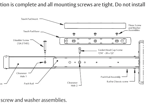 Rail assembly components and mounting.