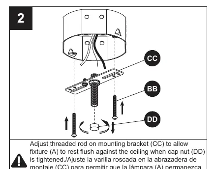 Adjusting the threaded rod on the mounting bracket.