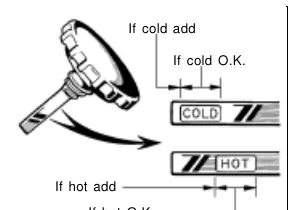 Power steering fluid dipstick levels