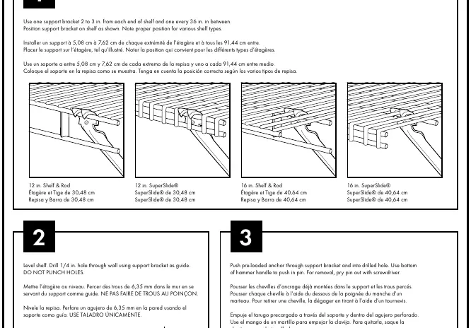 Bracket positioning for different shelf types