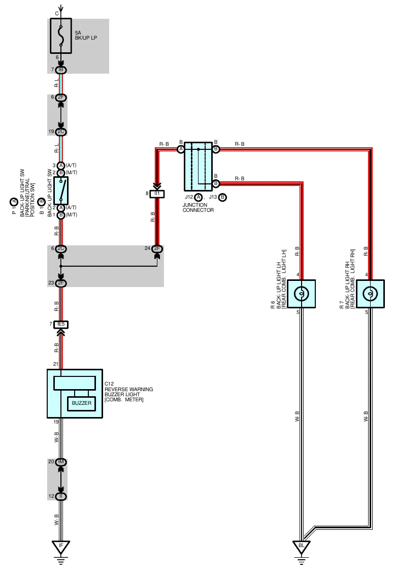 Back-up light system wiring schematic