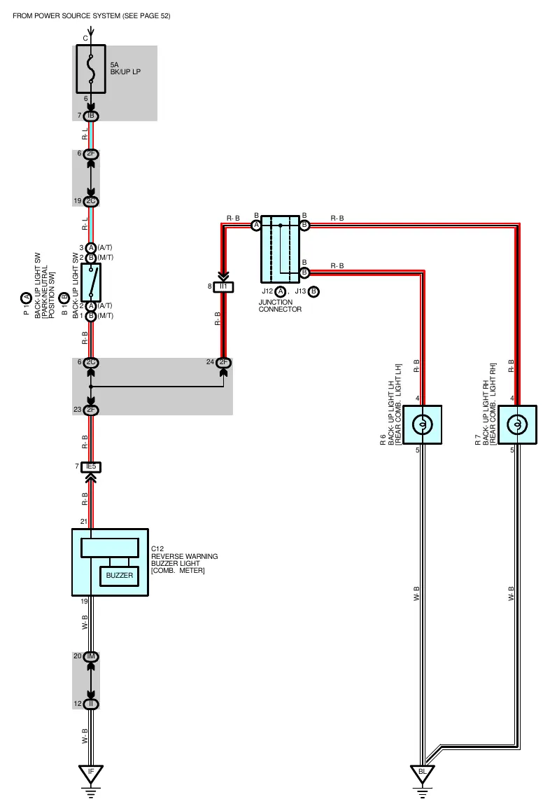 Back-up light system wiring diagram