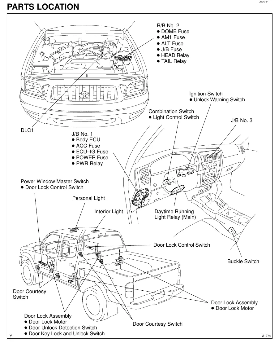 Body Control System Parts Location Diagram