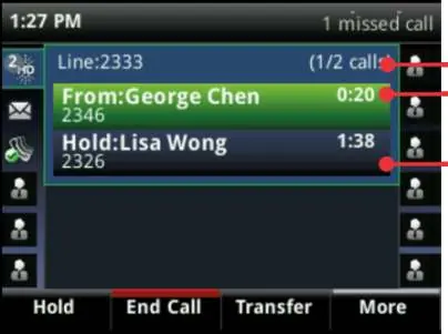 Calls View interface