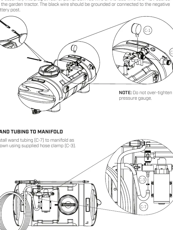 Pressure gauge, ball valve, and wand tubing installation