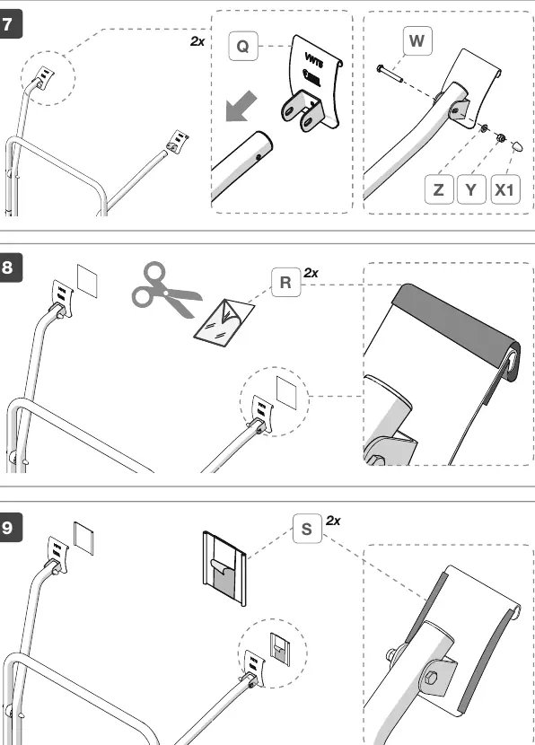 Assembly steps 7, 8, and 9.