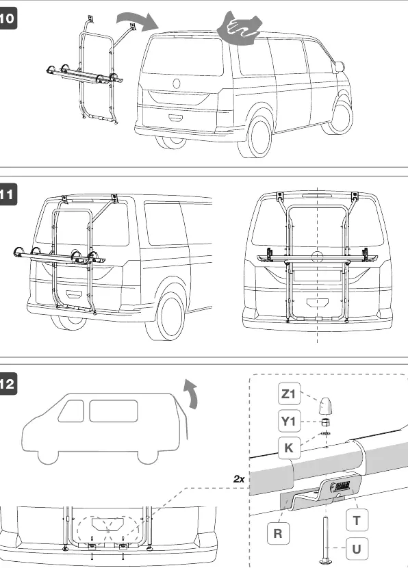 Assembly steps 10, 11, and 12.