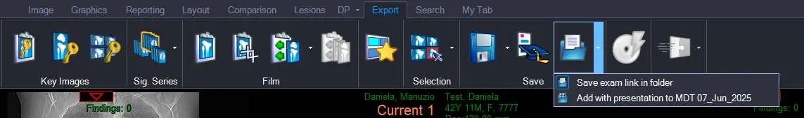 Export tab and saving exam links