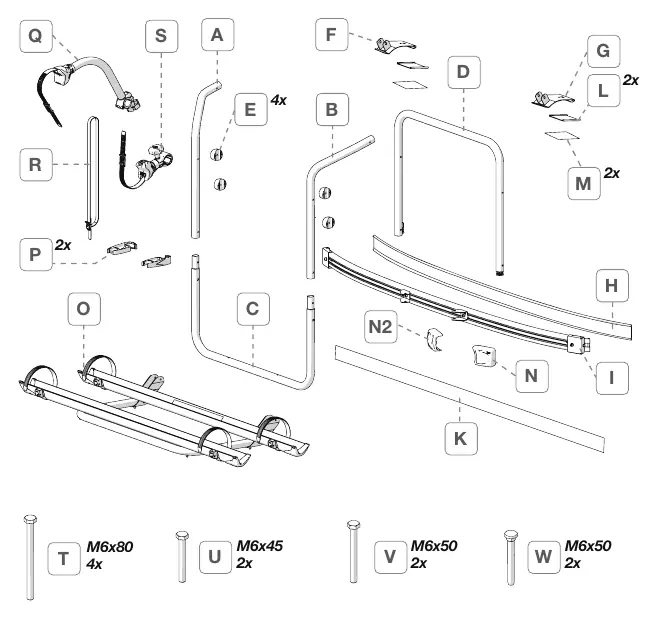 Exploded view of the Carry-Bike components.