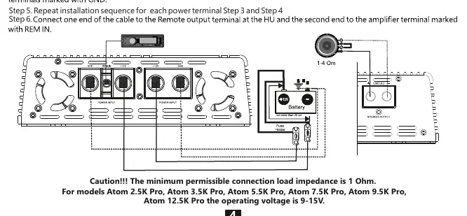 Standard wiring diagram for mono amplifier