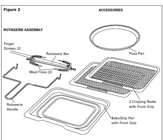 Accessories included with the oven.