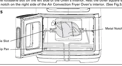 Installing the rotisserie bar into the oven.